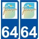 64 Jurançon blason autocollant plaque immatriculation ville sticker