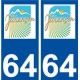 64 Jurançon blason autocollant plaque immatriculation ville sticker