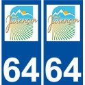 64 Jurançon blason autocollant plaque immatriculation ville sticker
