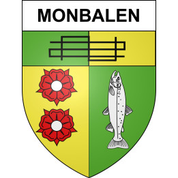 Pegatinas escudo de armas de Monbalen adhesivo de la etiqueta engomada