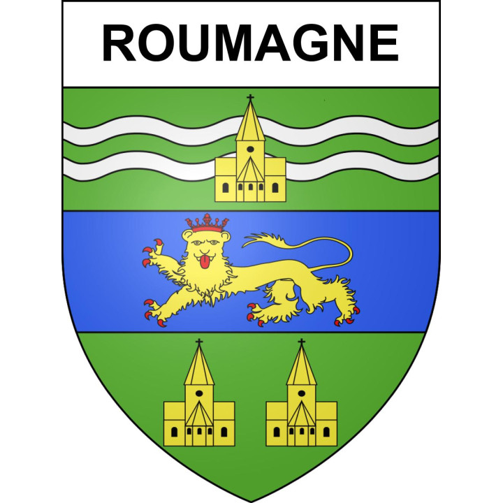 Pegatinas escudo de armas de Roumagne adhesivo de la etiqueta engomada