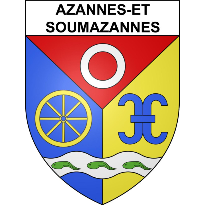 Pegatinas escudo de armas de Azannes-et-Soumazannes adhesivo de la etiqueta engomada
