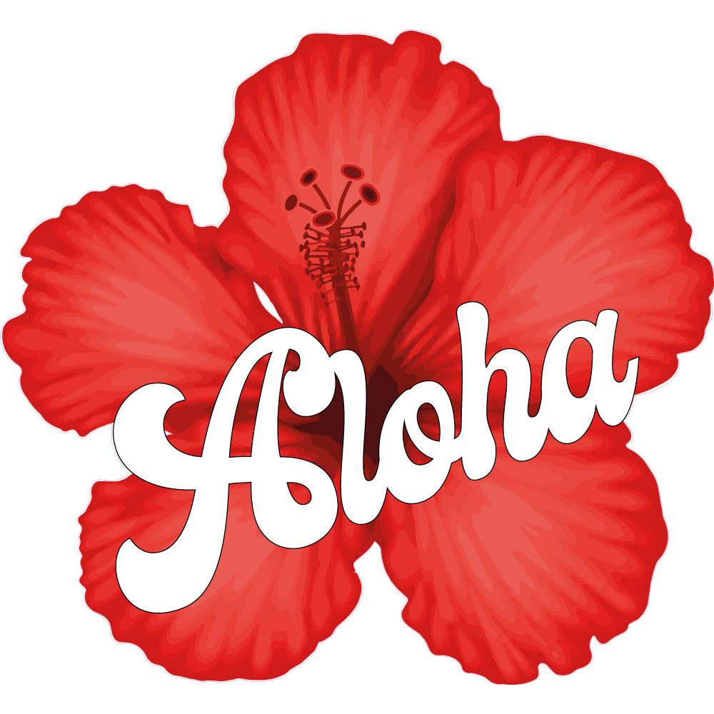 Tiki Aloha hibiscus decal sticker adhesive