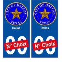 Dallas USA ville Autocollant plaque immatriculation auto sticker numéro au choix sticker city