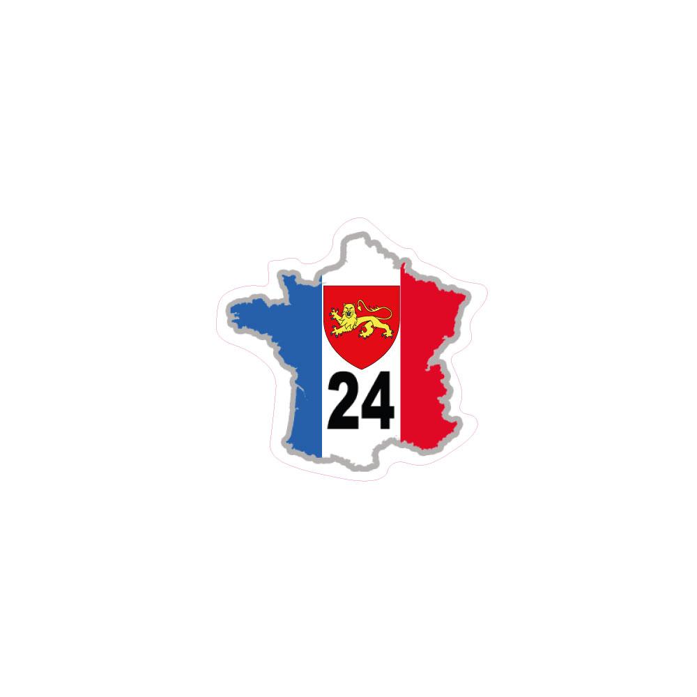 Carte et drapeau France 24 blason autocollant adhésif sticker logo 2156