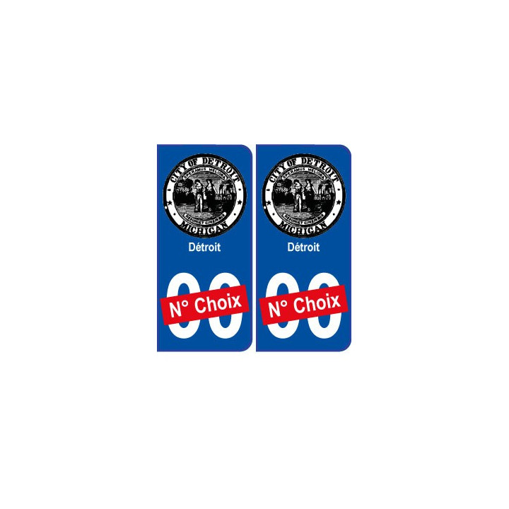 Détroit USA ville Autocollant plaque immatriculation auto sticker numéro au choix sticker city