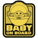 Autocollant baby on board baby yoda jaune et noir sticker logo 849