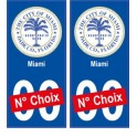 Miami USA ville Autocollant plaque immatriculation auto sticker numéro au choix sticker city