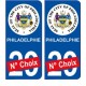 Philadelphie USA ville Autocollant plaque immatriculation auto sticker numéro au choix sticker city