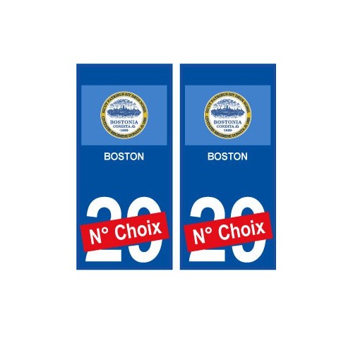 Boston USA ville Autocollant plaque immatriculation auto sticker numéro au choix sticker city