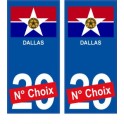 Dallas USA ville Autocollant plaque immatriculation auto sticker numéro au choix sticker city
