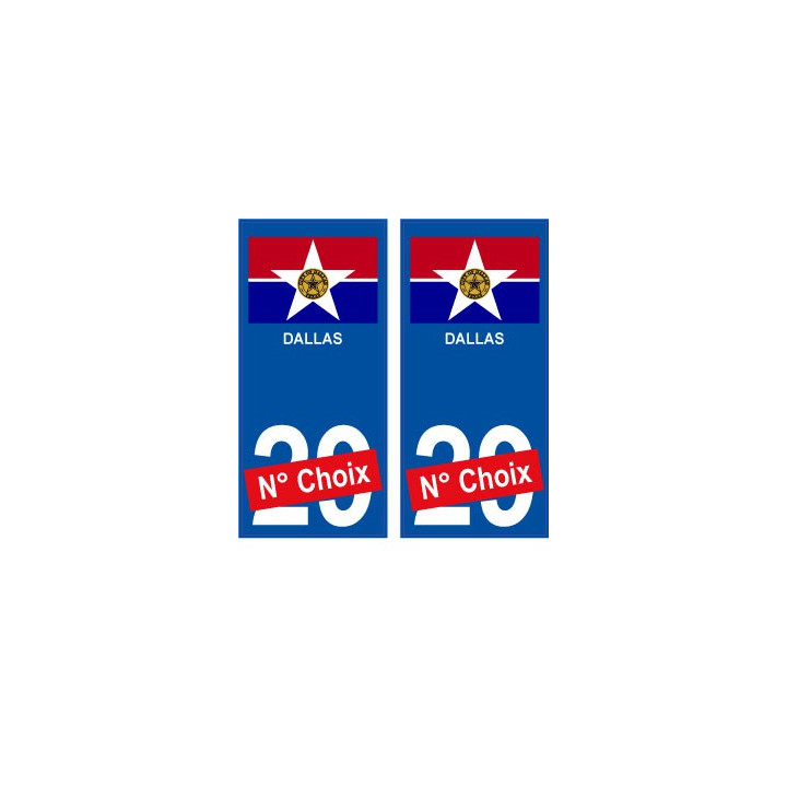 Dallas USA ville Autocollant plaque immatriculation auto sticker numéro au choix sticker city