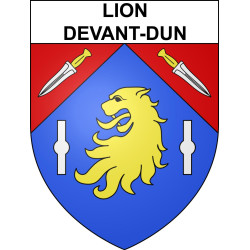 Pegatinas escudo de armas de Lion-devant-Dun adhesivo de la etiqueta engomada