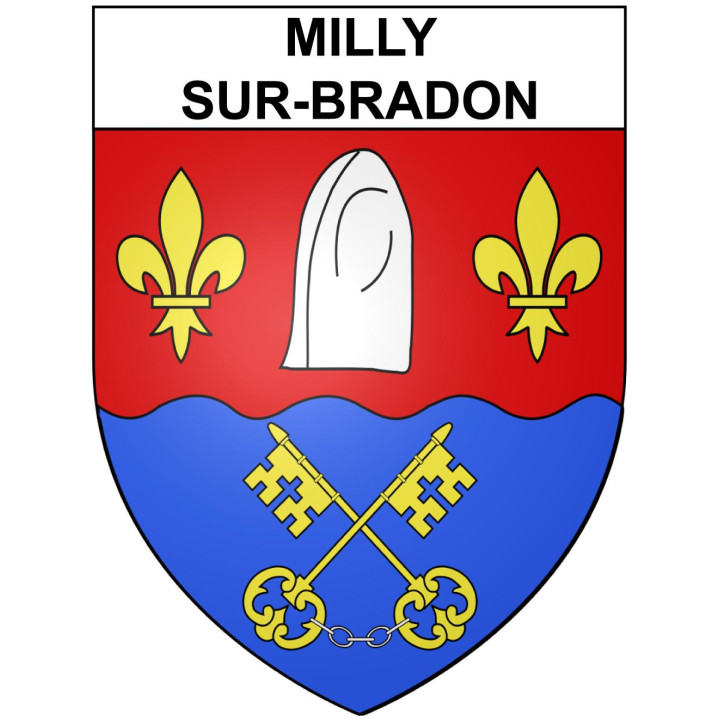 Pegatinas escudo de armas de Milly-sur-Bradon adhesivo de la etiqueta engomada