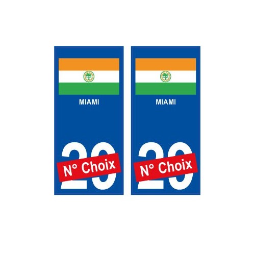 Miami USA ville Autocollant plaque immatriculation auto sticker numéro au choix sticker city
