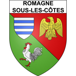Pegatinas escudo de armas de Romagne-sous-les-Côtes adhesivo de la etiqueta engomada