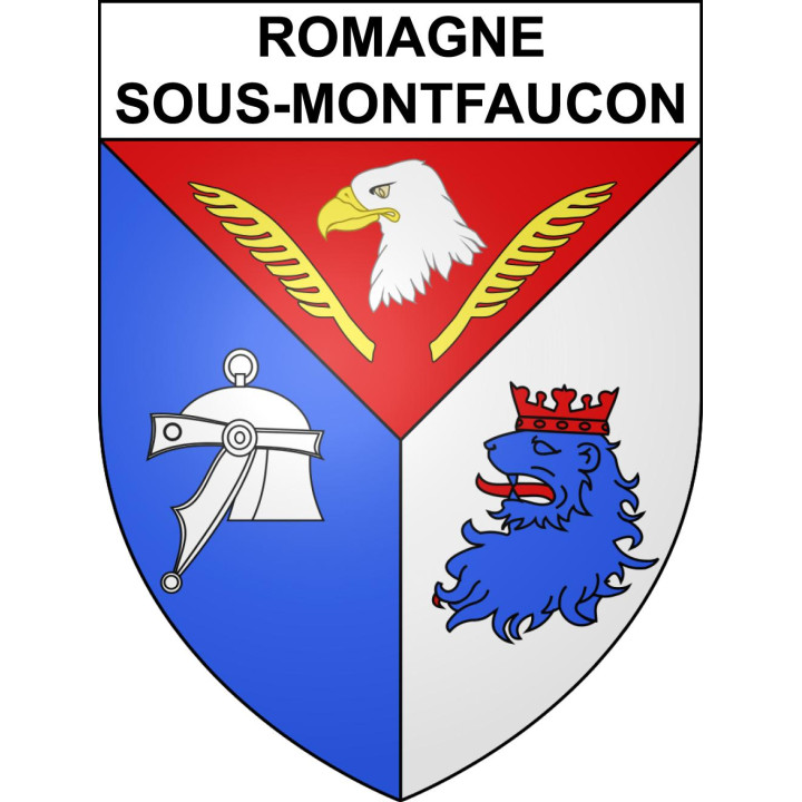 Pegatinas escudo de armas de Romagne-sous-Montfaucon adhesivo de la etiqueta engomada