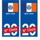New York USA ville Autocollant plaque immatriculation auto sticker numéro au choix sticker city