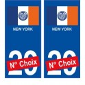New York USA ville Autocollant plaque immatriculation auto sticker numéro au choix sticker city