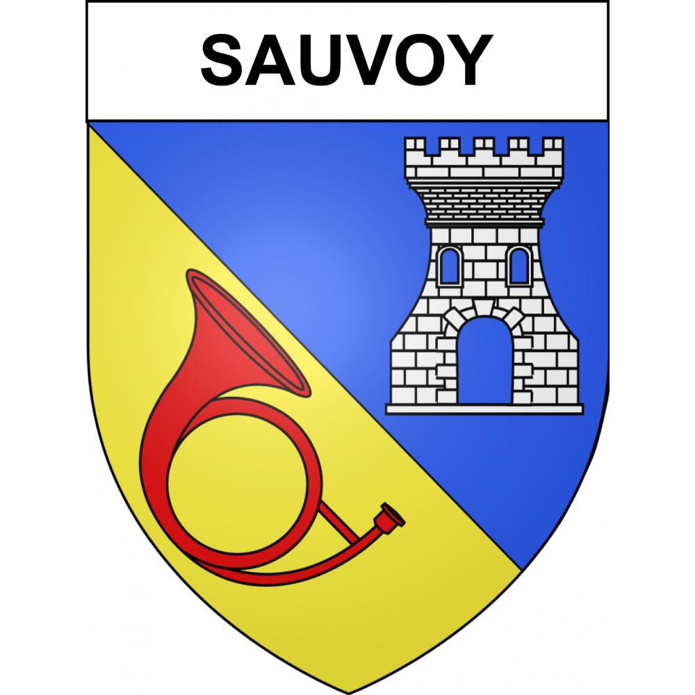 Pegatinas escudo de armas de Sauvoy adhesivo de la etiqueta engomada