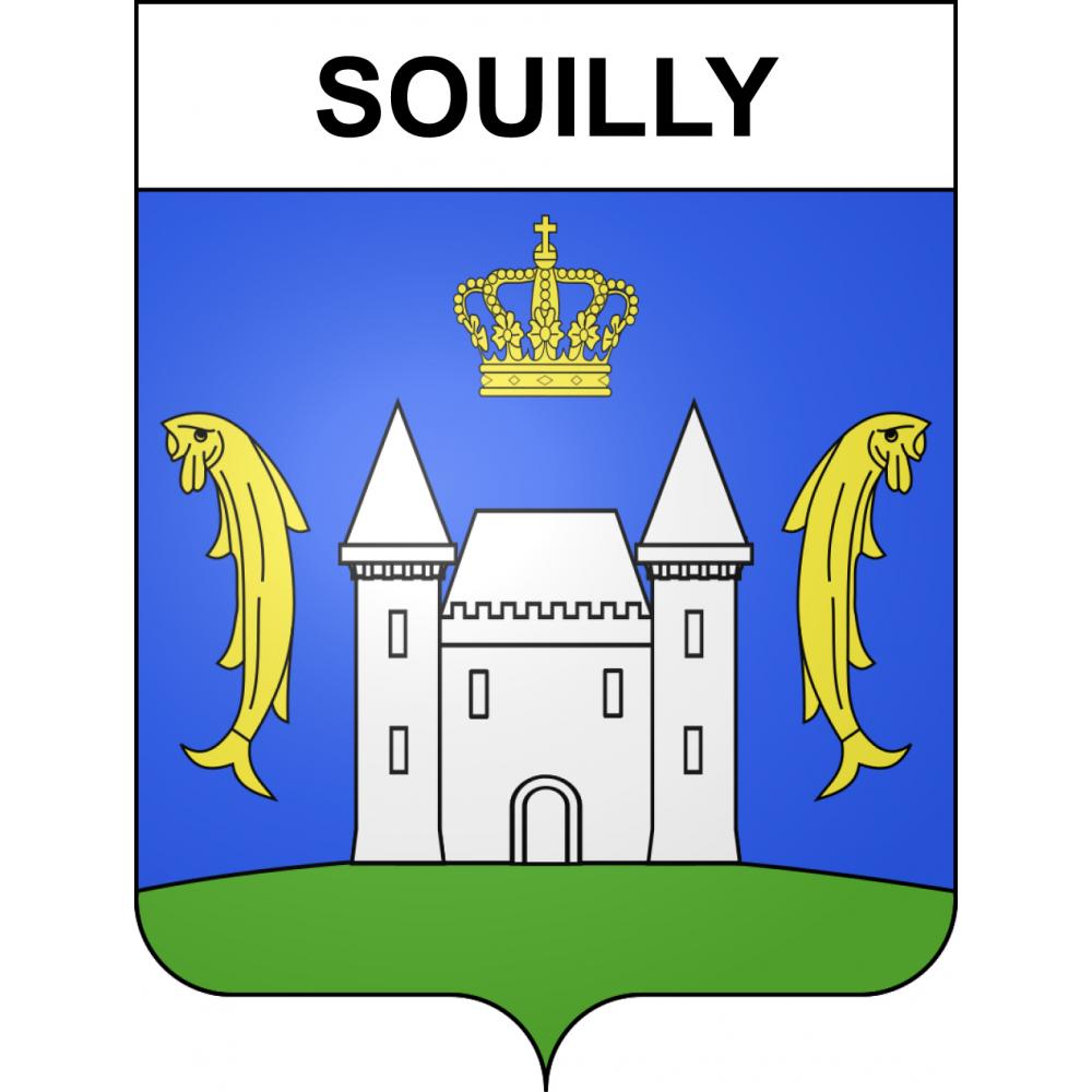 Pegatinas escudo de armas de Souilly adhesivo de la etiqueta engomada