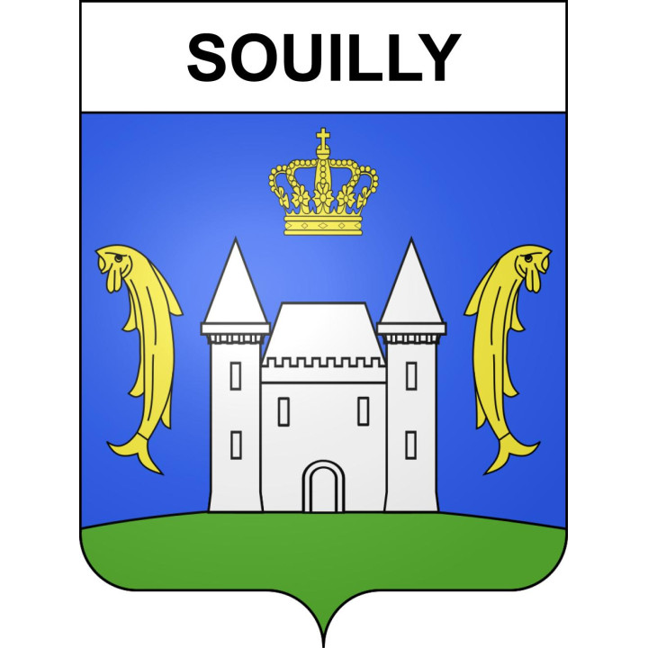 Pegatinas escudo de armas de Souilly adhesivo de la etiqueta engomada