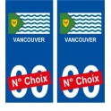 Vancouver Canada ville Autocollant plaque immatriculation auto sticker numéro au choix sticker city