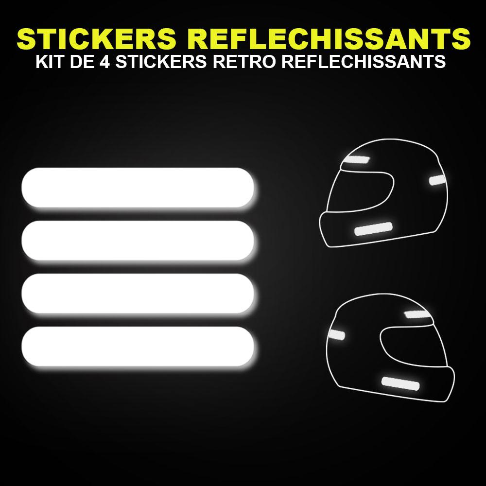 Kit de 4 Stickers rétro réfléchissants pour casque moto, visible la nuit  pour votre sécurité