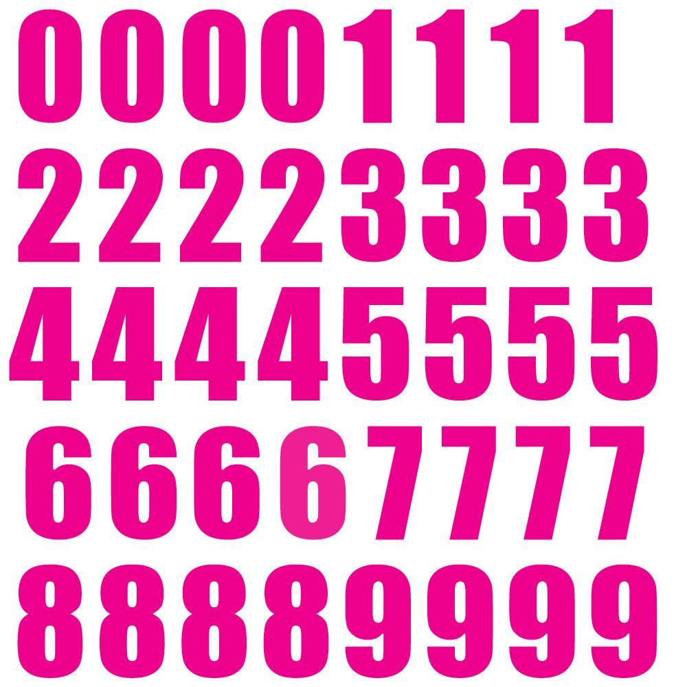 Set 40x Autocollant Sticker Porte Voiture Moto Numero Nombre Chiffre rose logo 240