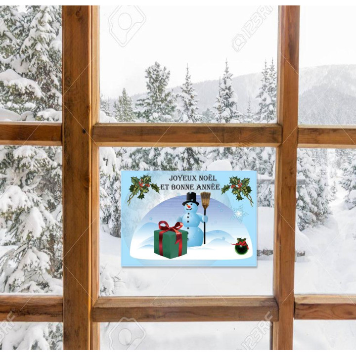 Joyeux noel et bonne année autocollant adhésif sticker logo4521