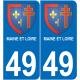 49 del Maine et Loire adesivo piastra stemma coat of arms adesivi dipartimento