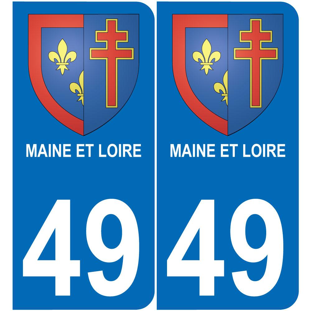 49 Maine et Loire etiqueta engomada de la placa de escudo de armas el escudo de armas de pegatinas departamento