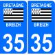 Autocollant Moto immatriculation 35 - Bretagne