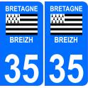 Autocollant Moto immatriculation 35 - Bretagne