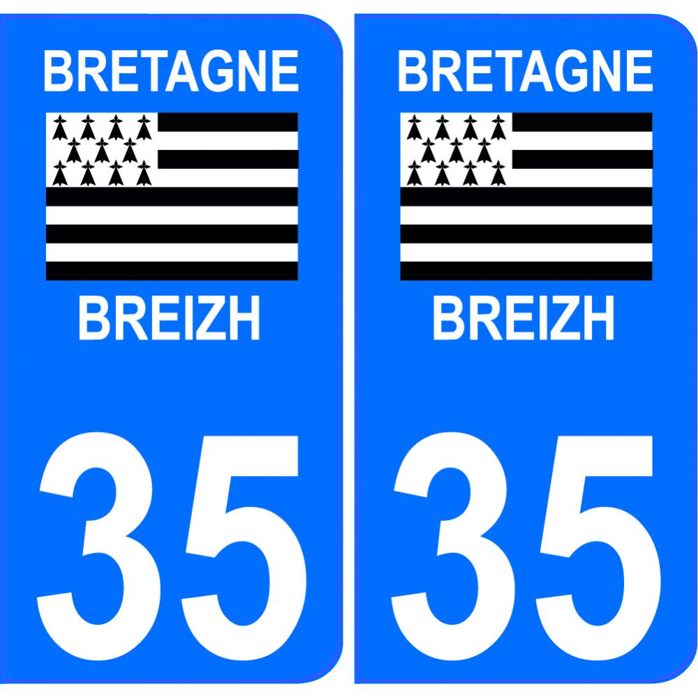Autocollant Moto immatriculation 35 - Bretagne