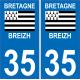 Autocollant Moto immatriculation 35 - Bretagne