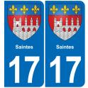 17 Saintes blason autocollant plaque immatriculation auto ville sticker