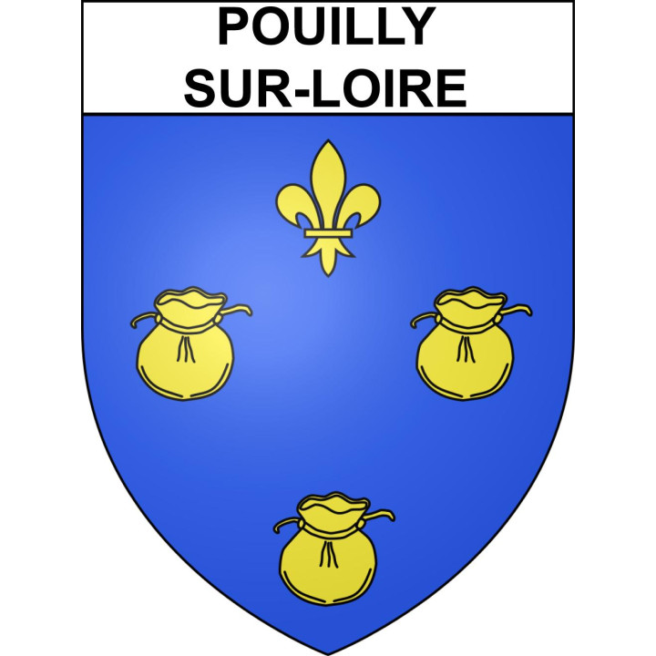 Pegatinas escudo de armas de Pouilly-sur-Loire adhesivo de la etiqueta engomada