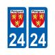 24 Dordogne Périgord autocollant plaque immatriculation auto sticker