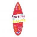 Autocollant surf, wave,surfeur sticker rouge gironde 33 logo 3