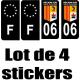 06 Région SUD logo noir - F europe noir -  x4 sticker autocollant plaque immatriculation auto