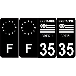 35 Ille et Vilaine fond noir Bretagne Breizh sticker autocollant plaque immatriculation auto