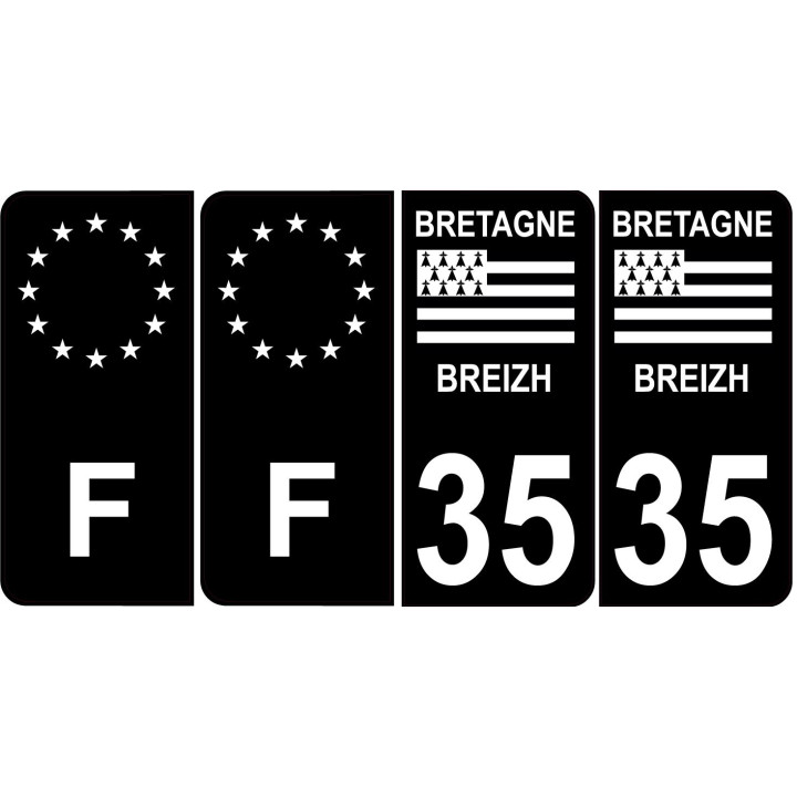 35 Ille et Vilaine fond noir Bretagne Breizh sticker autocollant plaque immatriculation auto