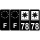4x 78 Yvelines sticker Noir autocollant plaque immatriculation auto département Ile France logo 2 - F Europe fond noir