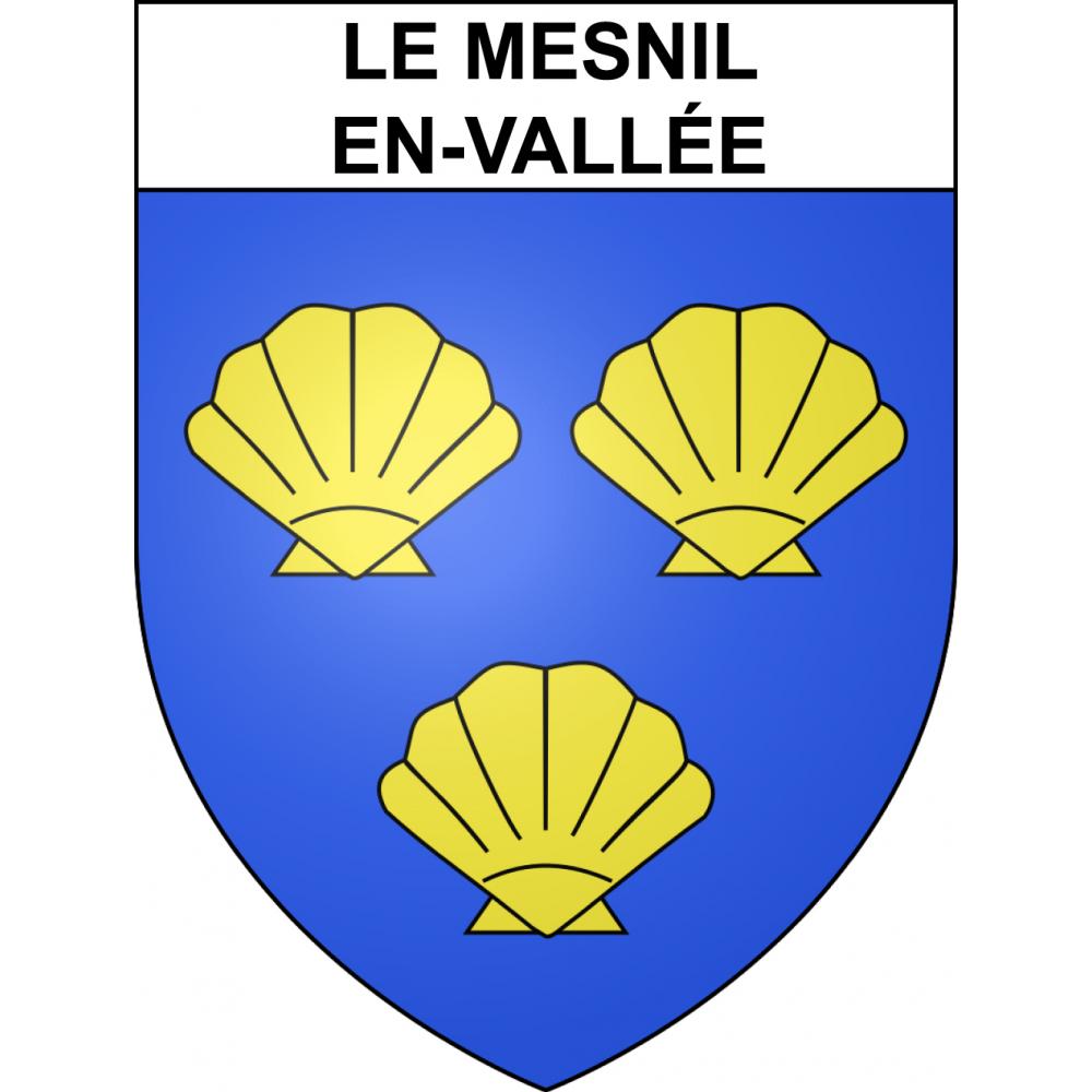 Pegatinas escudo de armas de Le Mesnil-en-Vallée adhesivo de la etiqueta engomada
