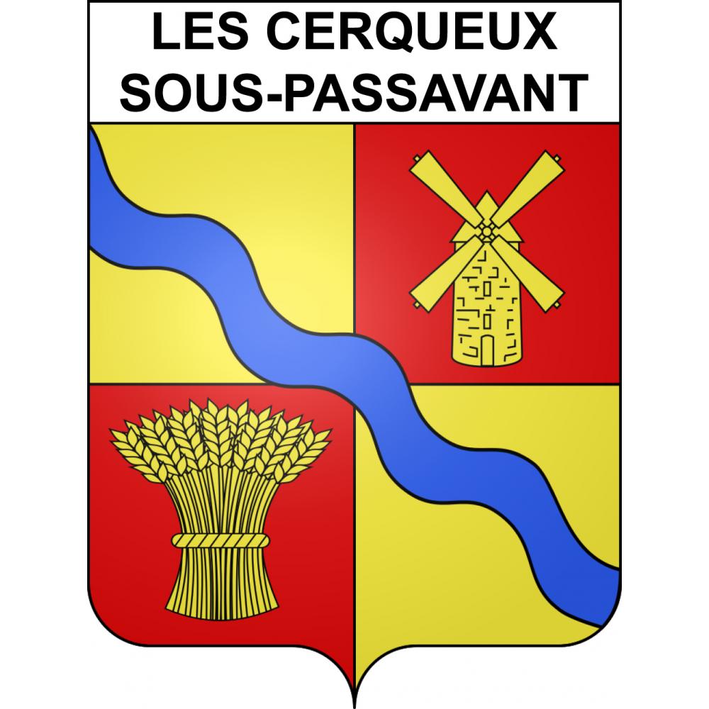 Pegatinas escudo de armas de Les Cerqueux-sous-Passavant adhesivo de la etiqueta engomada