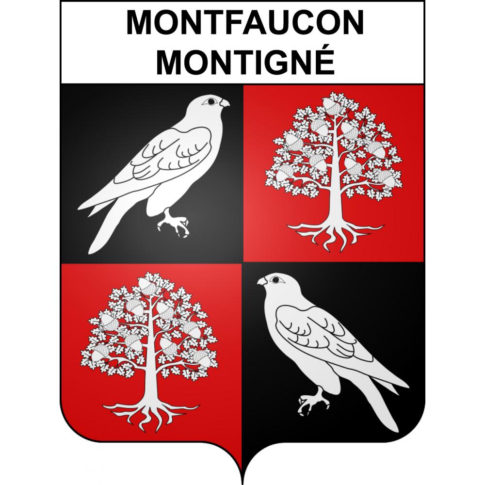 Pegatinas escudo de armas de Montfaucon-Montigné adhesivo de la etiqueta engomada