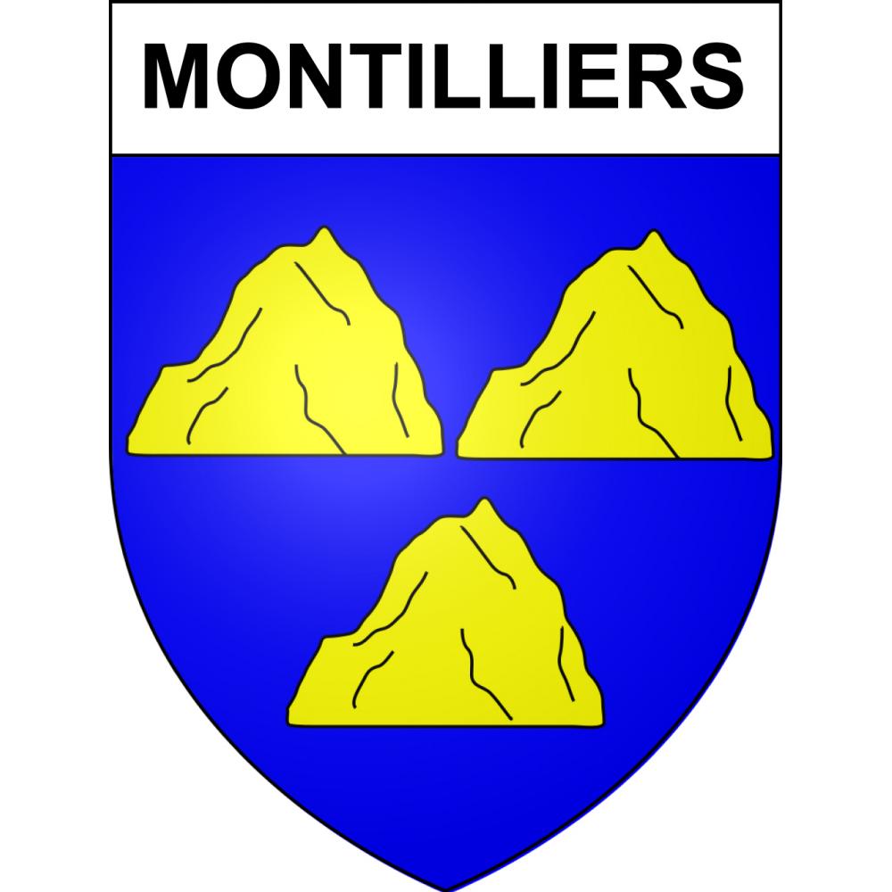 Pegatinas escudo de armas de Montilliers adhesivo de la etiqueta engomada