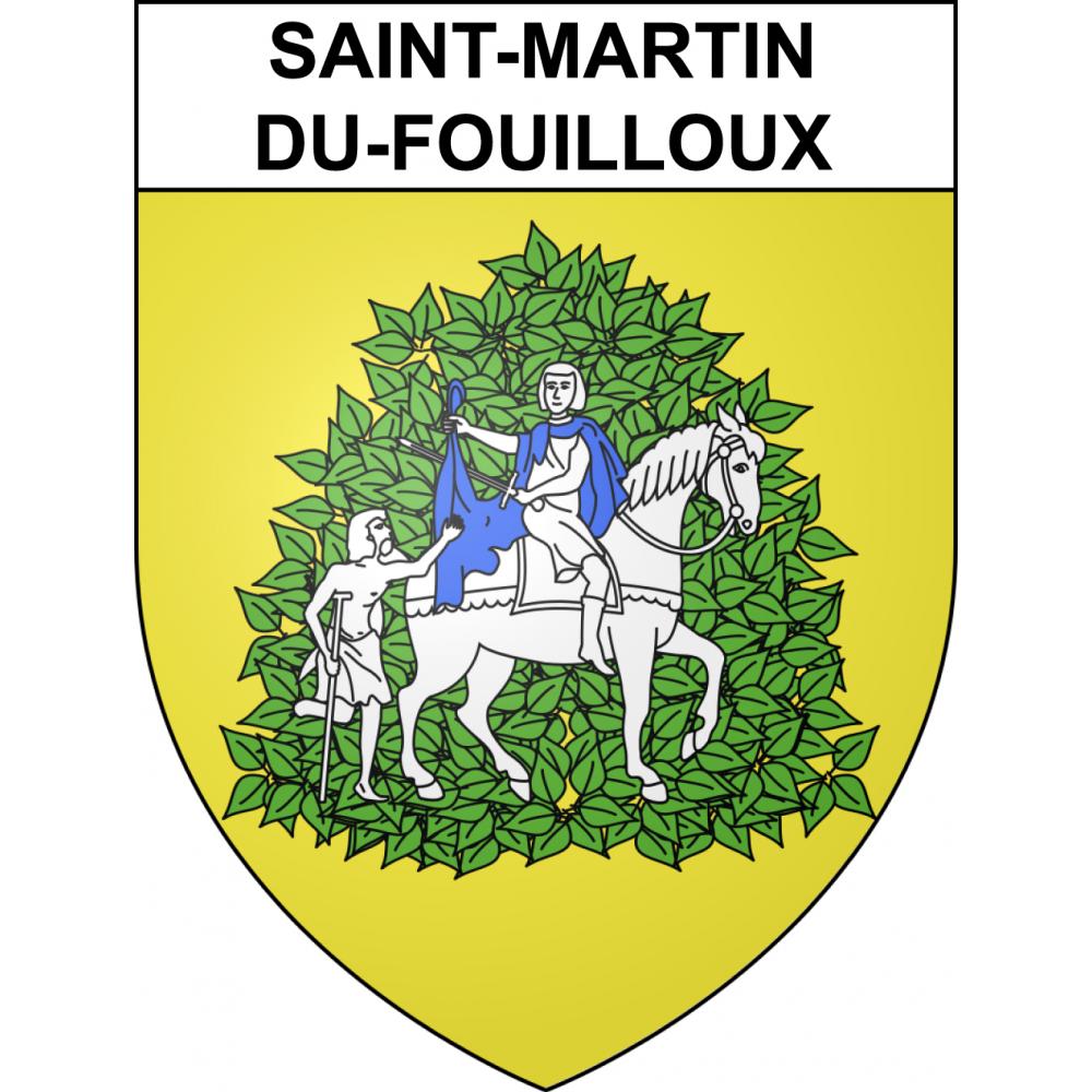 Pegatinas escudo de armas de Saint-Martin-du-Fouilloux adhesivo de la etiqueta engomada