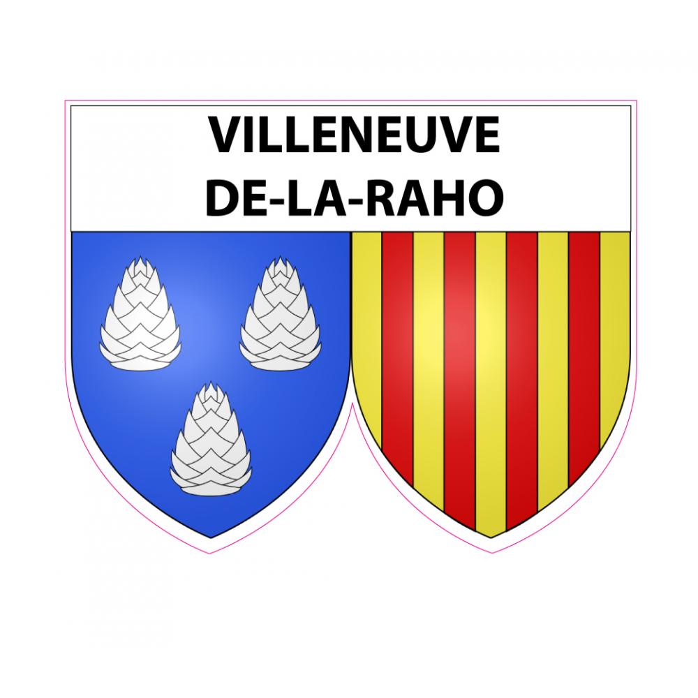 Pegatinas escudo de armas de Villeneuve-de-la-Raho adhesivo de la etiqueta engomada